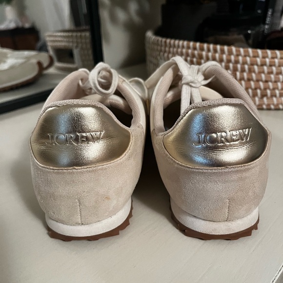 J. Crew Cream and Metallic Trainers Sneakers with Retro Design Size 10 - Picture 4 of 10